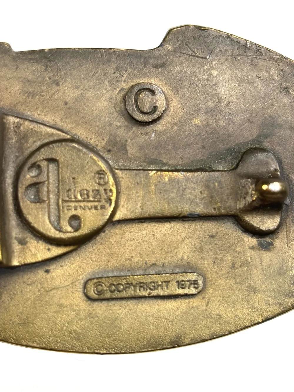 VTG Signed 1975 Rocky Mountain High Colorado Brass Buckle Tooled Leather Belt